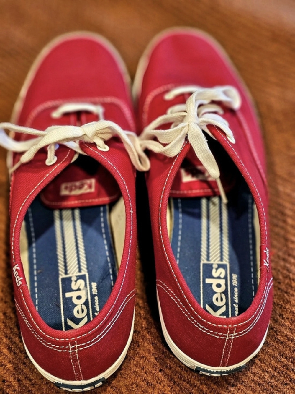 Keds Womens Red Lace-Up Sneakers